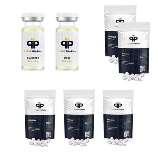 Pacote 2GETMASS PRIME PHARMA Ciclo clássico de ganho de massa Sustanon Deca Durabolin Dianabol PCT Proteção